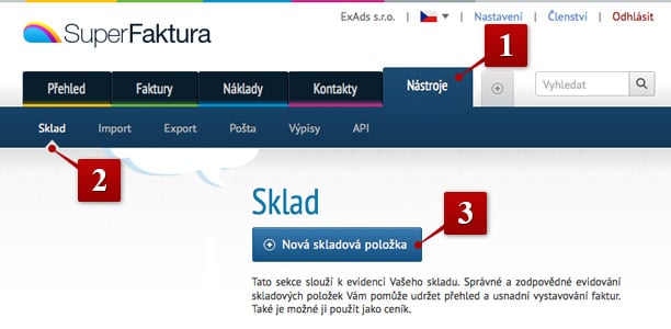 Skladové hospodářství v SuperFaktuře Sklad v superFaktura.cz