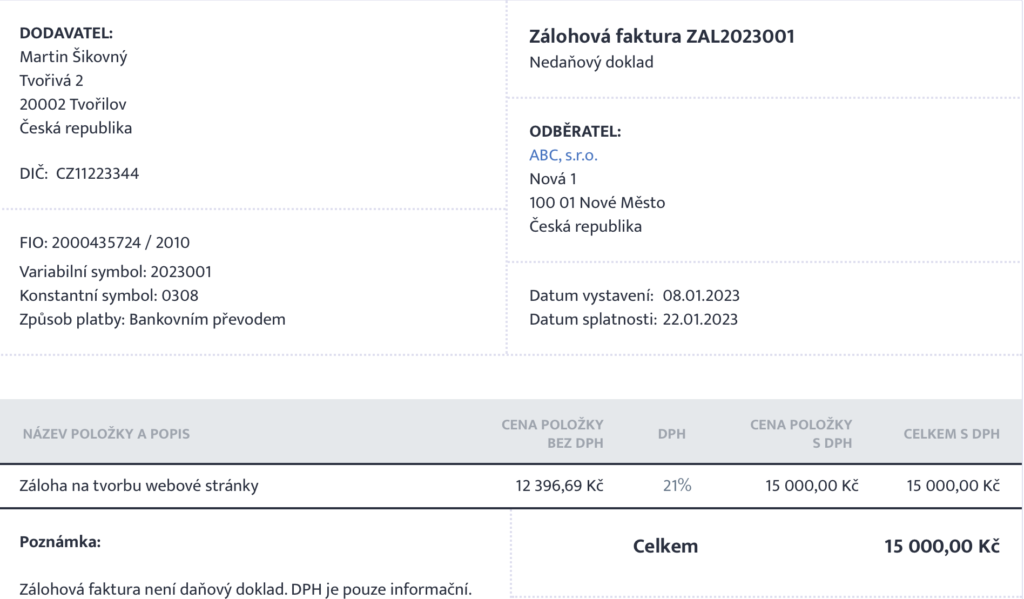 Zálohová faktura