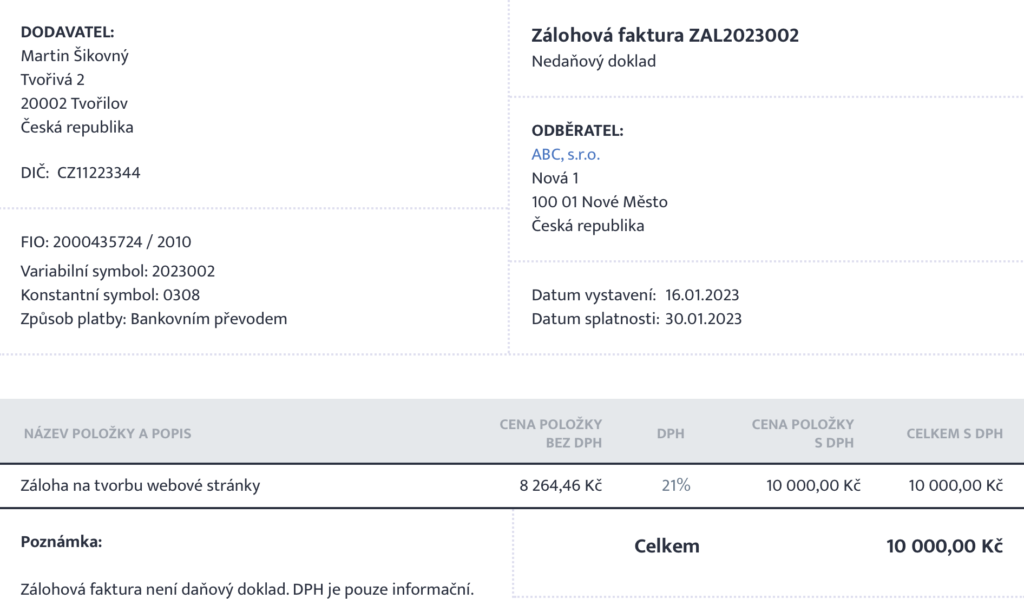 Vzor faktury