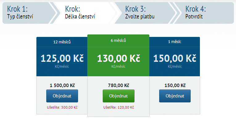 Délka členství v SuperFaktuře Volba délky předplatného v SuperFaktuře