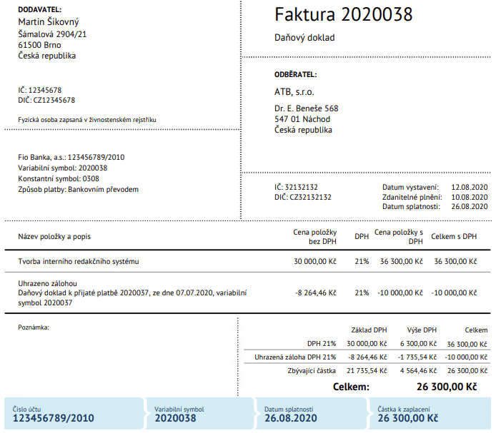 Fakurácia balného a dph