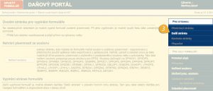 Ukázka webové stránky z daňového portálu