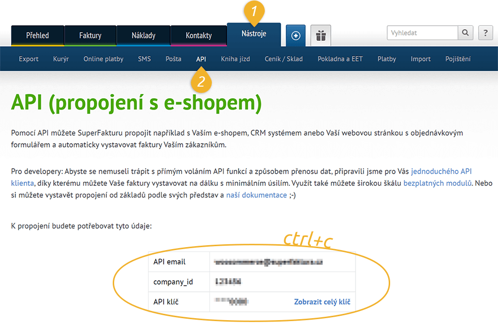 API údaje