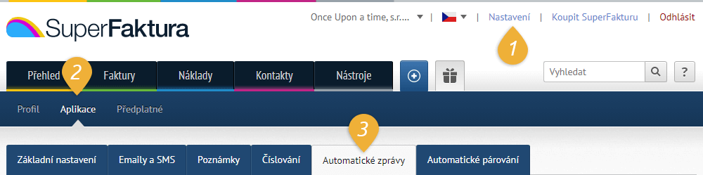 Nastavení automatické zprávy