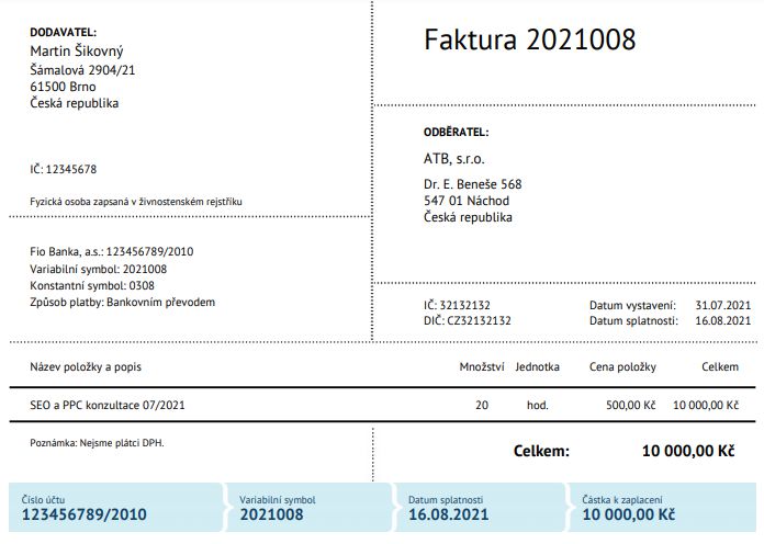 Ako fakturovat sluzby z ciech ked osm platca dph